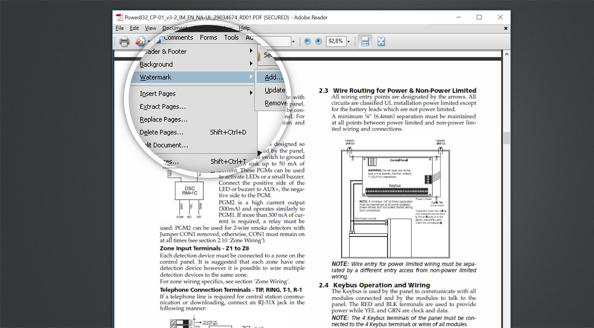 ลบลายน้ำออกจาก PDF โดยใช้ Adobe Acrobat Reader.