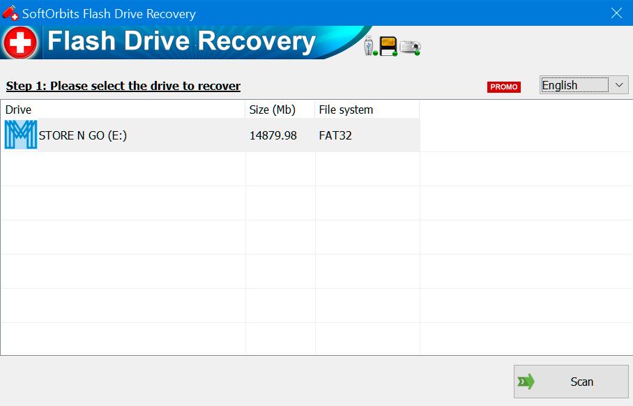 SoftOrbits Flash Drive Recovery ภาพหน้าจอ.